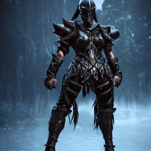 Image similar to dark warrior, dark fantasy, shiny armor, unreal engine, hyperrealistic