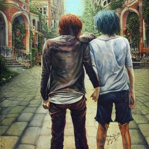 Image similar to stone roses album cover with ian brown holding hand out perspective by esao andrews