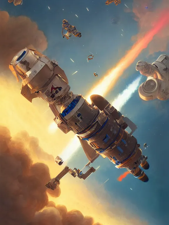 Prompt: photo of 8k ultra realistic rocket launching, nasa, clear sky, full of colour, cinematic lighting, battered, trending on artstation, 4k, hyperrealistic, focused, extreme details,unreal engine 5, cinematic, masterpiece, art by Peter Mohrbacher