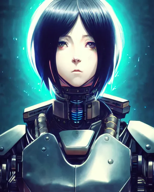 Image similar to portrait Anime cyberpunk cyborg girl in mechanical armor, blame, cute-fine-face, black-hair pretty face, realistic shaded Perfect face, fine details. Anime. Warhammer 40000, realistic shaded lighting by Ilya Kuvshinov katsuhiro otomo ghost-in-the-shell, magali villeneuve, artgerm, rutkowski, WLOP Jeremy Lipkin and Giuseppe Dangelico Pino and Michael Garmash and Rob Rey and Tsutomu Nihei