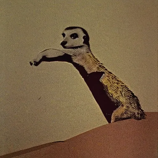 Prompt: paw of a meerkat giving thumbs up by Jack Gaughan