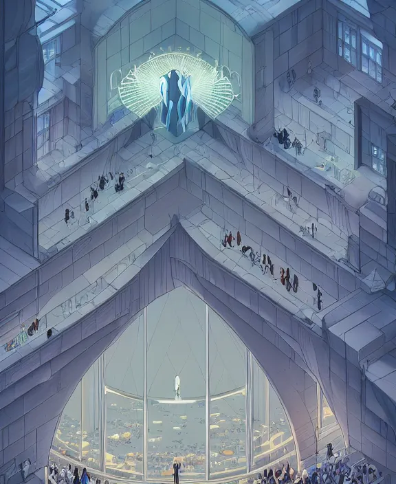 Image similar to an elegant, simple, streamlined building made of internal organs, crowds of people, by dan mumford, yusuke murata, makoto shinkai, ross tran, cosmic, heavenly, god rays, cinematic, unreal engine, cel shaded, featured on artstation, pixiv