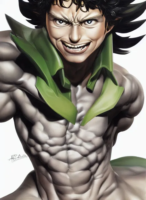 Image similar to a epic portrait of izuku midoriya, art by boris vallejo and greg danton and denys tsiperko, detailed, hyperrealism, artstation