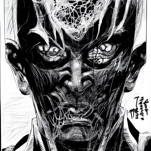 Image similar to Jerome Powell looking sinister, by Tsutomu Nihei, highly detailed