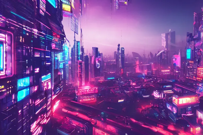Prompt: cool cyberpunk city background, 4k, hyperdetailed, neon lights, trending on artstation