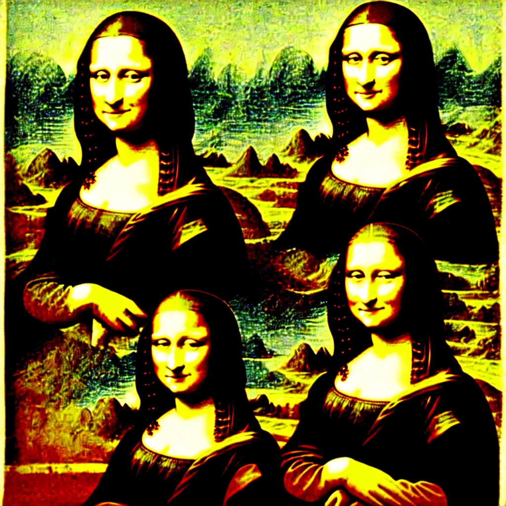 Image similar to the mona lisa painted by andy warhol