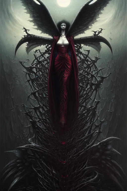 Image similar to vampire with many wings by anna podedworna, ayami kojima, greg rutkowski, giger, maxim verehin