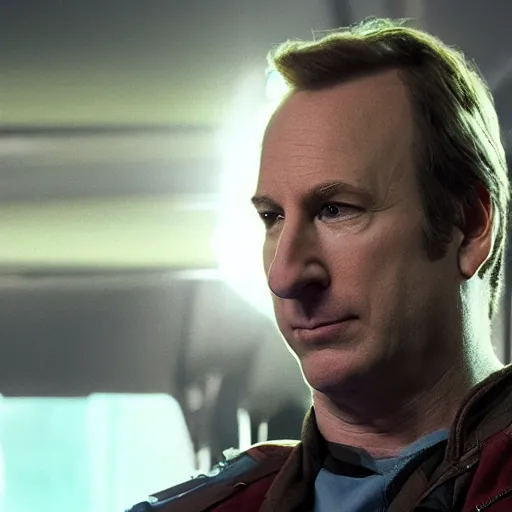 Prompt: Bob Odenkirk as Star Lord from Guardians of the Galaxy, photorealistic, cinematic lighting,