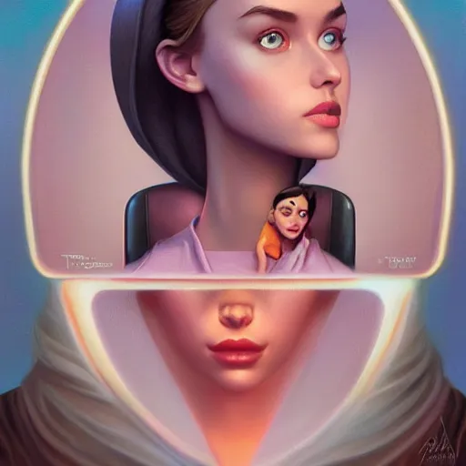 Prompt: portrait, Pixar style, by Tristan Eaton Stanley Artgerm and Tom Bagshaw.