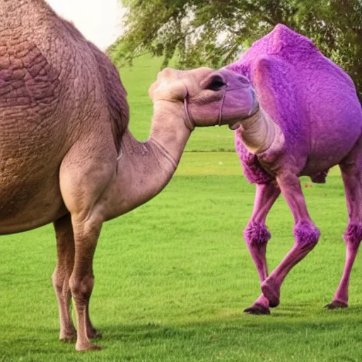 Prompt: a purple camel