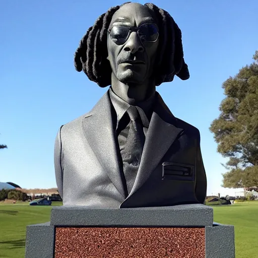 Image similar to snoop dogg statue made out of granite