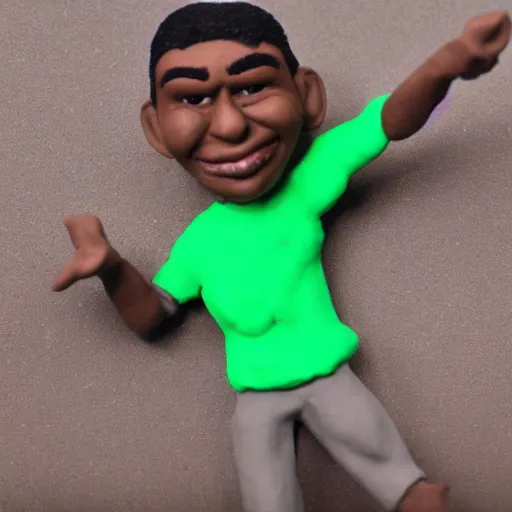 Prompt: lil b, made of clay, claymation