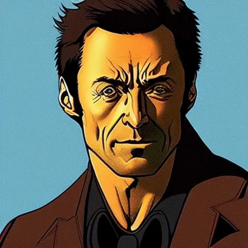 Image similar to “ hugh jackman retro minimalist portrait by jean giraud, moebius starwatcher comic, 8 k ”