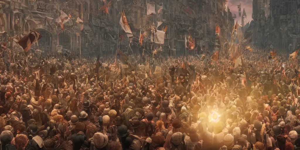 Image similar to i am happy to join with you today in what will go down in history as the greatest demonstration for freedom in the history of our nation. ultrafine hyperrealistic colored illustration, intricate linework, sharp focus, octopath traveler, final fantasy, unreal engine highly rendered, global illumination, radiant light, intricate environment