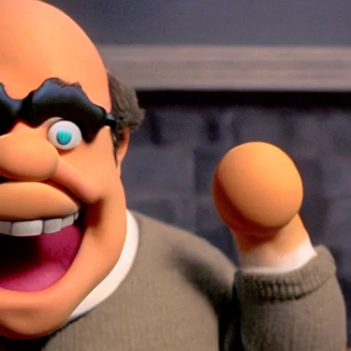 Prompt: a still of Danny Devito in Wallace and Gromit, claymation, photorealistic,