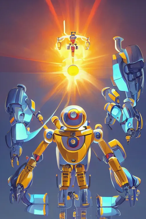 Image similar to metabots medabots medarotto medarot robot minimalist comics, behance hd by jesper ejsing, by rhads, makoto shinkai and lois van baarle, ilya kuvshinov, rossdraws global illumination ray tracing hdr radiating a glowing aura