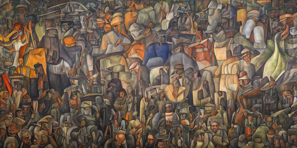 Image similar to diego rivera mural, detailed, 4k