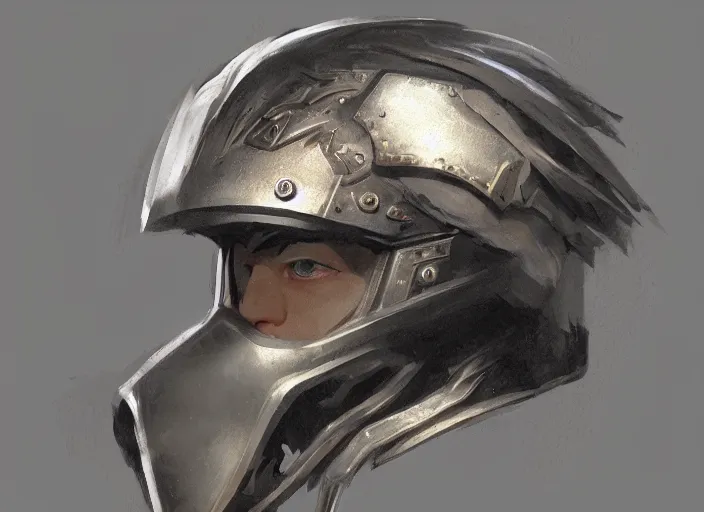 Image similar to portrait of raven themed helmet. concept art contest winner by greg manchess and greg rutkowski ( 2 0 0 7 ).