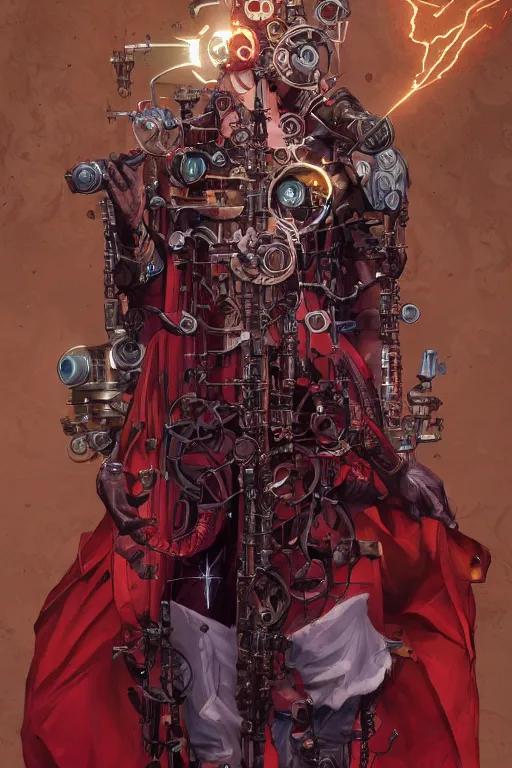 Prompt: portrait of the thallium clockwork wanderer wearing bloodspine (robe) by artgerm and Craig Mullins, James Jean, Andrey Ryabovichev, Mark Simonetti and Peter Morbacher 16k