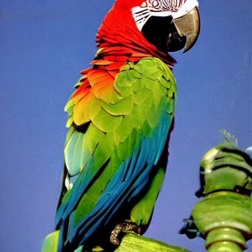 Prompt: a parrot who is the god of thunder