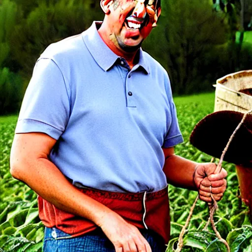 Image similar to Adam Sandler as a farmer, portrait