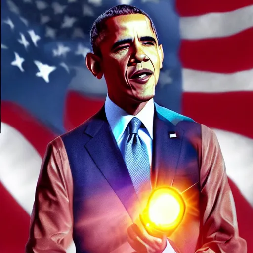 Image similar to Obama as a super saiyan