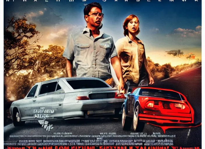 Image similar to hunted car chasing a child, movie poster