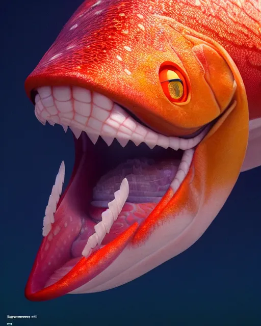 Prompt: disney pixar portrait 8 k photo of a king salmon : : by weta, greg rutkowski, wlop, ilya kuvshinov, rossdraws, artgerm, annie leibovitz, rave, unreal engine, alphonse mucha : :