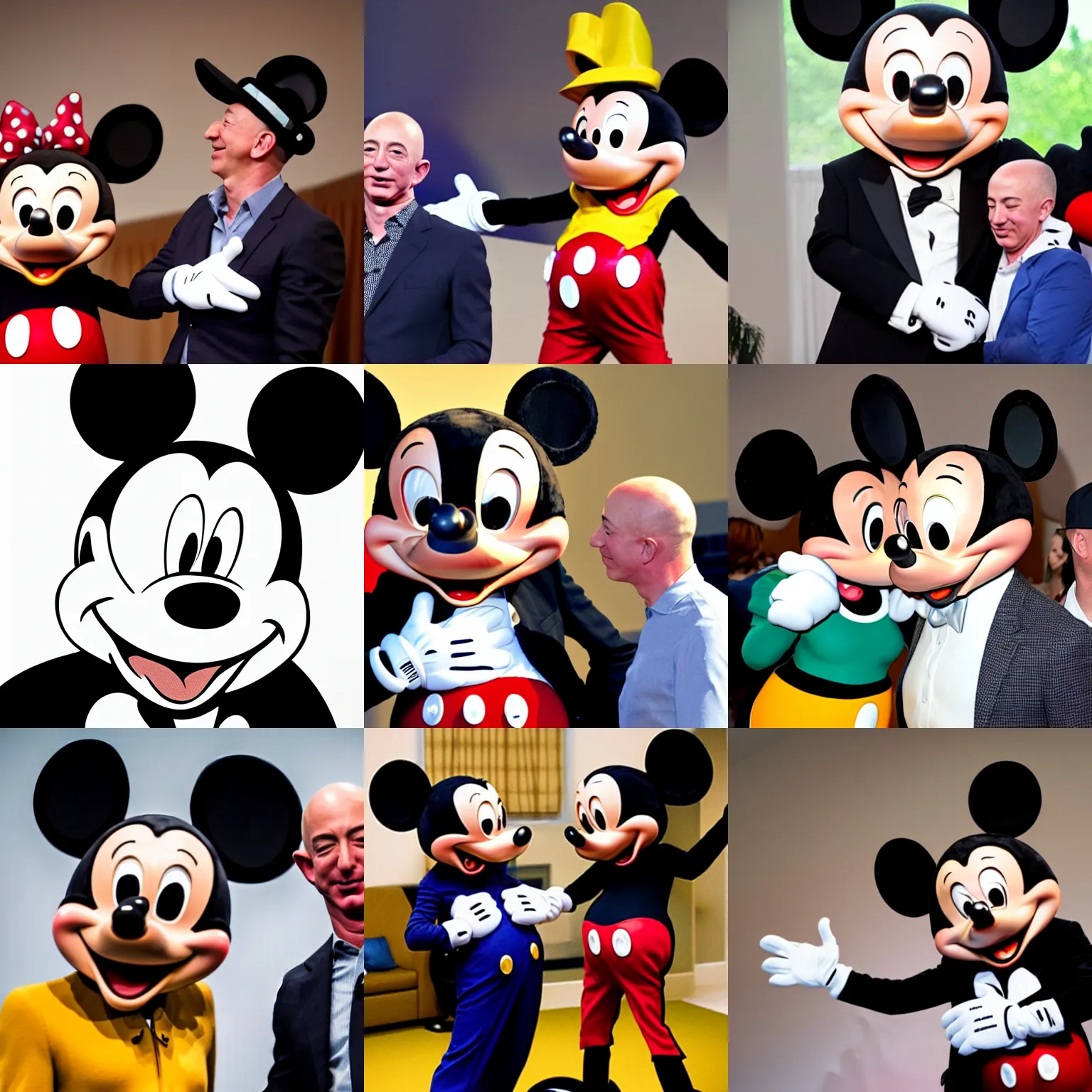 Prompt: mickey mouse making out with jeff bezos