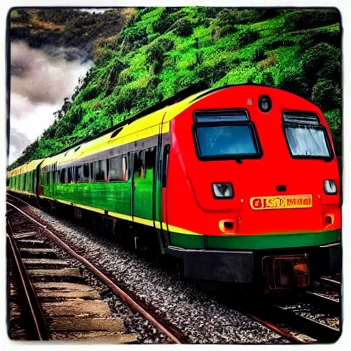 Image similar to “a railway train in Colombia, realistic”