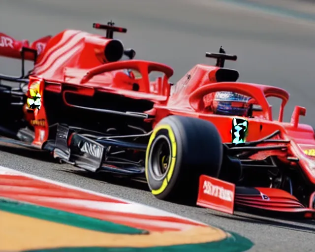 Image similar to live action photo of the 2 0 2 1 f 1 scuderia ferrari, 8 k, sports photography