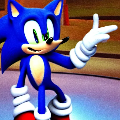 Image similar to Low Quality paparazzi photo of sonic