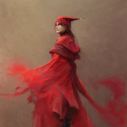 Prompt: Richard Schmid and Jeremy Lipking and antonio rotta, full length painting of female red mage from Final Fantasy