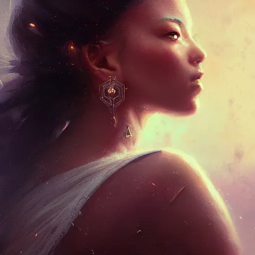 Image similar to a beautiful portrait of a sky goddess by Greg Rutkowski and Raymond Swanland, Trending on Artstation, ultra realistic digital art