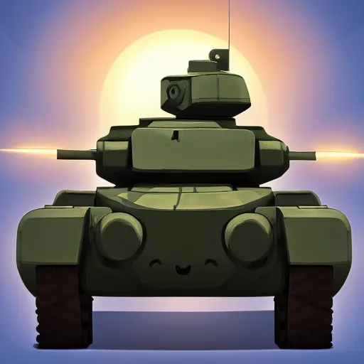 Image similar to a cute chubby tank icon stylized digital illustration radiating a glowing aura global illumination ray tracing hdr fanart arstation