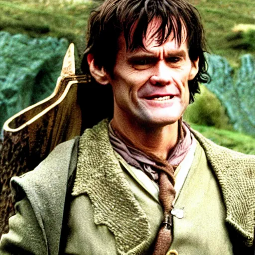 Image similar to jim carrey playing bilbo baggins in lord of the rings