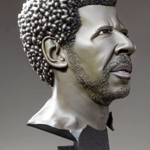 Image similar to photo of lionel richie sculpture in the hello video being sold at christies auction room realistic