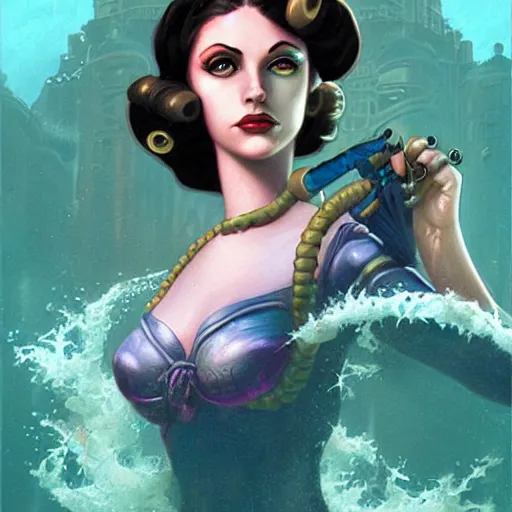 Image similar to lofi underwater bioshock naga portrait, Pixar style, by Tristan Eaton Stanley Artgerm and Tom Bagshaw.