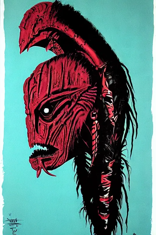 Prompt: predator yautja by andy warhol