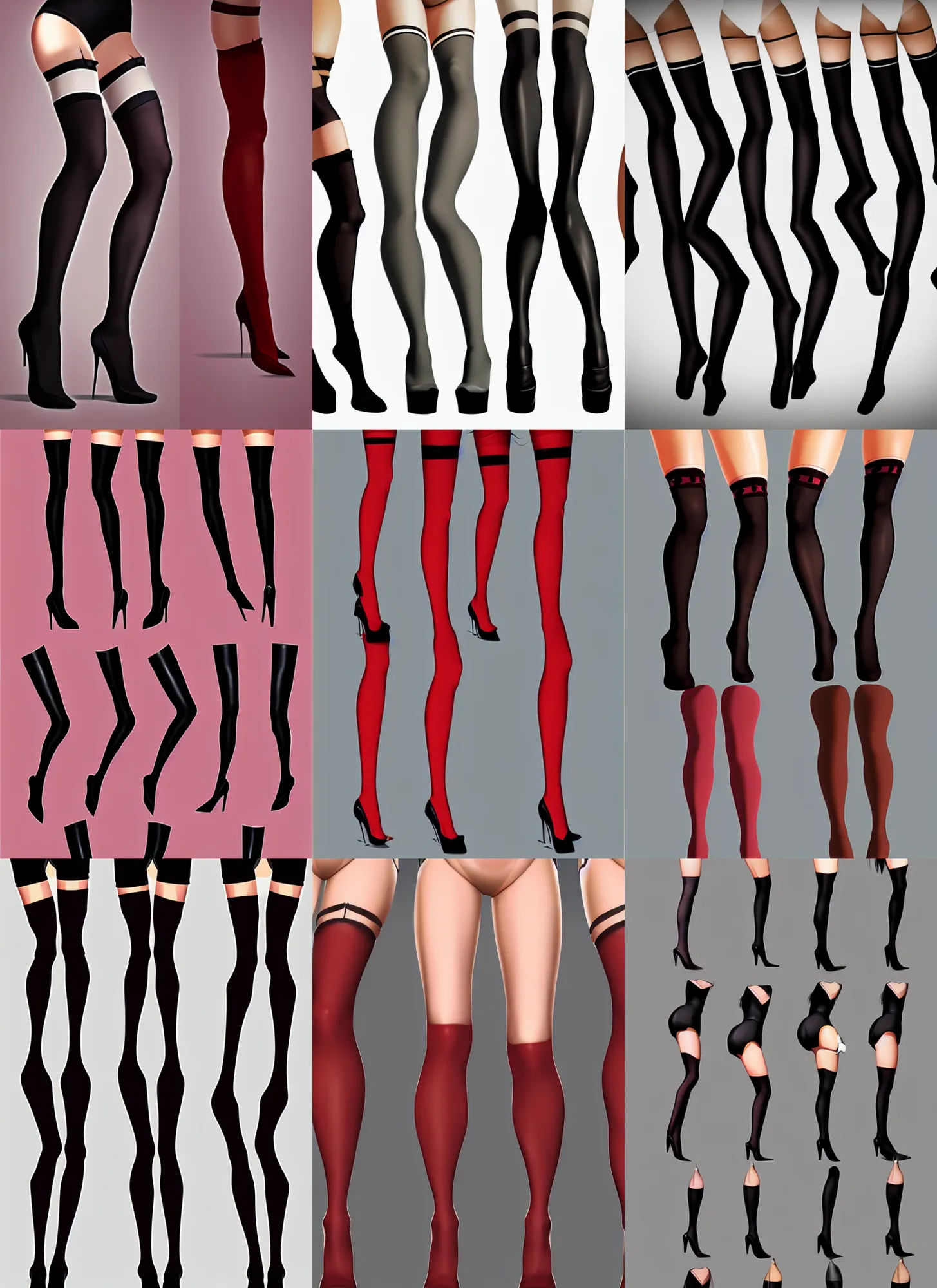 Prompt: wall of legs in thigh high stockings, concept art, artstation