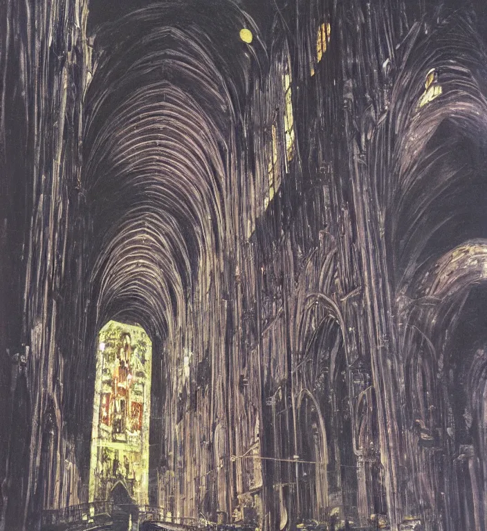 Image similar to underground cathedral, oil painting by katsuhiro otomo