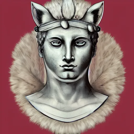 Image similar to illustration of the roman emperor augustus neko man half cat, character design, art station, epic, elegant, masterpiece, in the style by cabeza patata