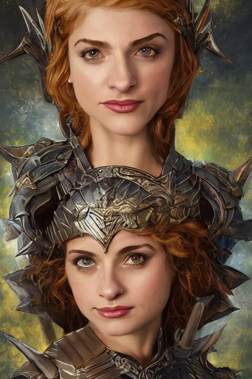 Prompt: A fantasy comic book style, composite portrait painting of Joey King, Cory Chase as an Atlantean, Reptilian Warrior, Mystical Valkyrie, Armor, Sword, Spear, Sheild, François Boucher, Oil Painting, unreal 5, DAZ, hyper realistic, Photorealistic, octane render, Regal, Refined, Coherent, Detailed Digital Art, RPG portrait, William-Adolphe Bouguereau, Michael Cheval, Walt Disney (1937), Steampunk, golden dappled lighting, dynamic lighting, Highly Detailed, Cinematic Lighting, Unreal Engine, 8k, HD