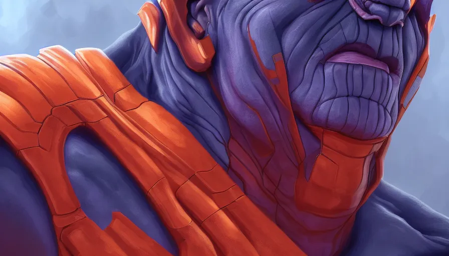 Prompt: Digital painting of orange Thanos, hyperdetailed, artstation, cgsociety, 8k