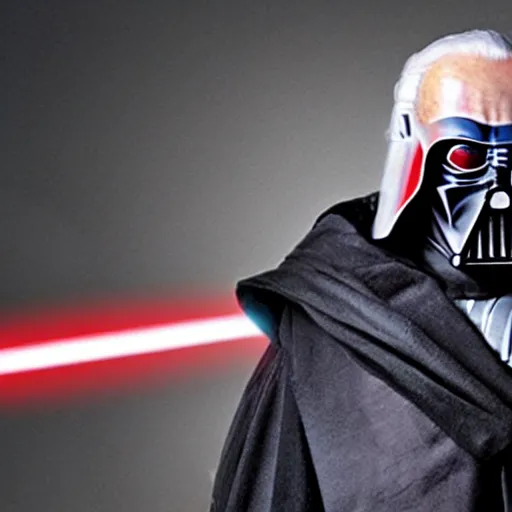Prompt: Darth Biden, Joe Biden dressed as a sith lord in the new star wars, promo still
