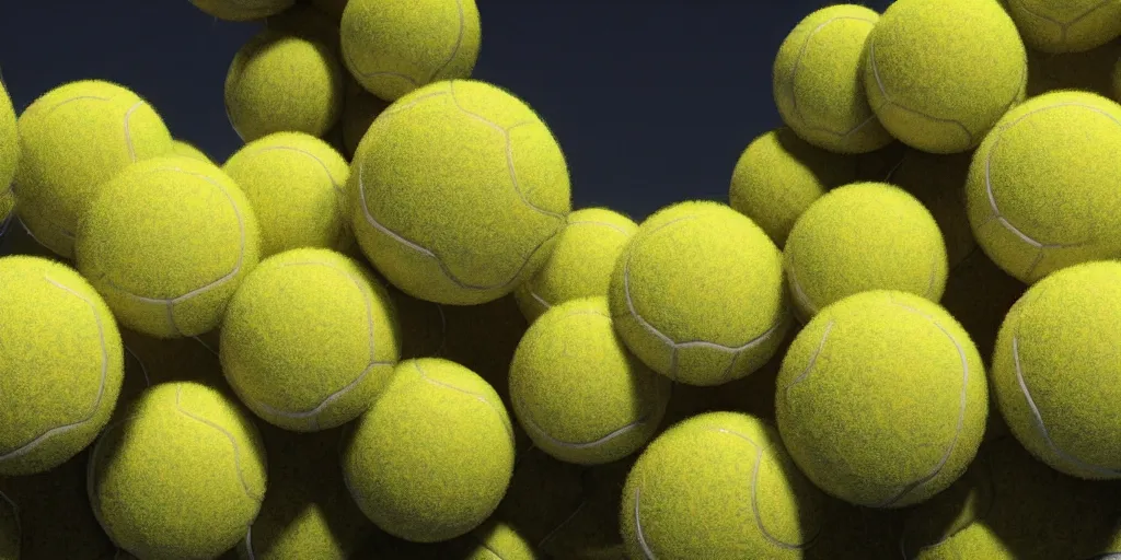 Image similar to a photo of 8 k ultra realistic tennis ball monsters, tennis ball monsters, alien exotic, cinematic lighting, trending on artstation, 4 k, hyperrealistic, focused, high details, unreal engine 5, cinematic, alien planet atmosphere in background, 3 d render by basil gogos