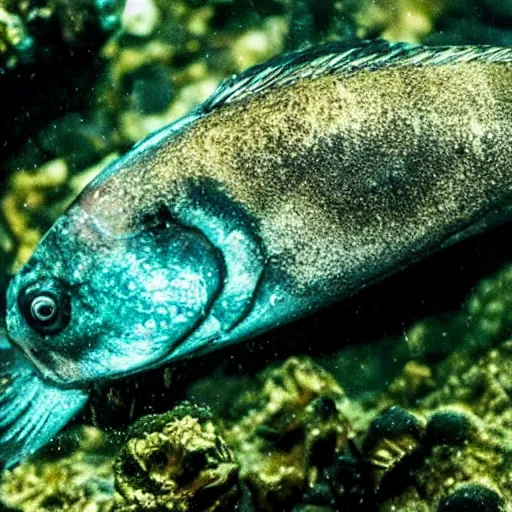 Prompt: a new species of fish discovered 1 0 km beneath the ocean