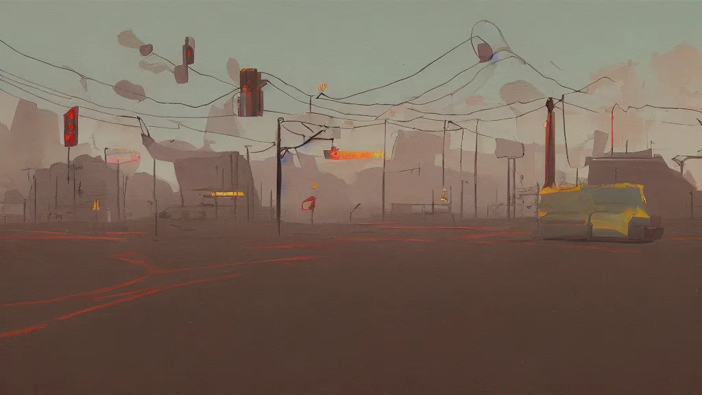 Image similar to a painting in the style of simon stalenhag.