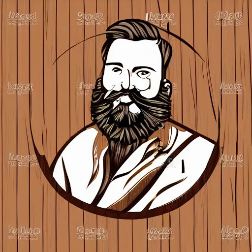 Prompt: bearded man makes bowl on lathe, woodworking, vector art