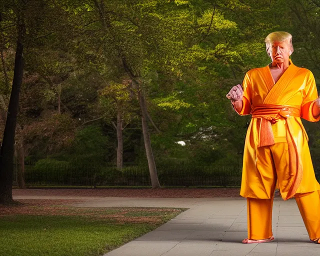 Prompt: award winning 5 5 mm portrait photo of trump as songoku, in a park by stefan kostic. soft light. nikon d 7 5 0